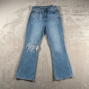 American Eagle Women's Jeans Highest Rise 90's Flare Denim Distressed 6 Blue